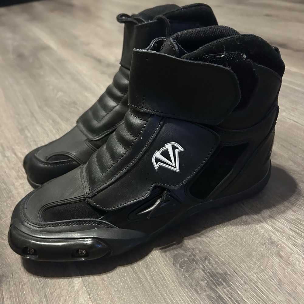 Vega Merge Motorcycle Boots Women's Size 10 Lace Up Velcro Straps Black Biker
